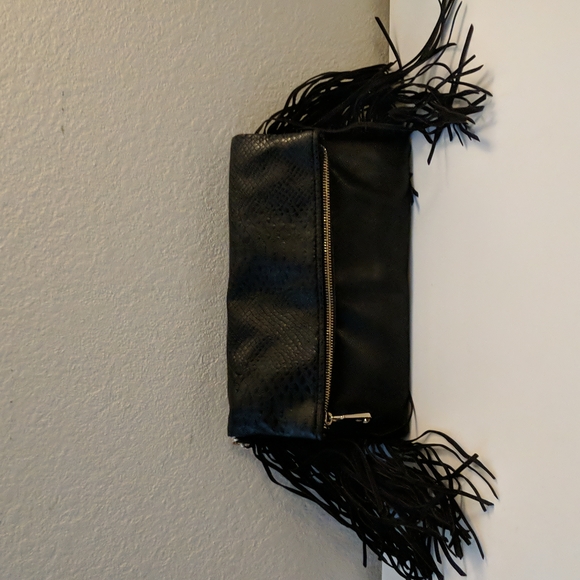 Jennifer Lopez Handbags - Leather Fringe Fold Over Clutch